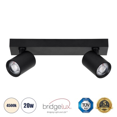 Μοντέρνο Φωτιστικό Οροφής LED 20W 2400lm 60° AC 220-240V IP20 Φυσικό Λευκό 4500K - Bridgelux COB - Μαύρο - Μ32 x Π7 x Υ11.8cm - 5 Χρόνια Εγγύηση