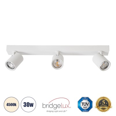 Μοντέρνο Φωτιστικό Οροφής LED 30W 3600lm 60° AC 220-240V IP20 Φυσικό Λευκό 4500K - Bridgelux COB - Λευκό - Μ52 x Π7 x Υ11.8cm - 5 Χρόνια Εγγύηση