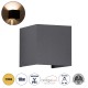 Μοντέρνο Φωτιστικό Τοίχου - Απλίκα LED 10W 1150lm 5°/60° AC 220-240V Αδιάβροχο IP65 Θερμό Λευκό 2700K - Bridgelux COB Chip & TÜV SÜD Driver - Γκρι Ανθρακί Ματ - Μ10 x Π10 x Υ10cm - 5 Χρόνια Εγγύηση