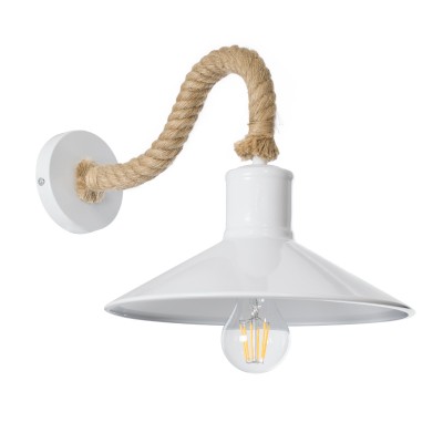 Boho Φωτιστικό Τοίχου - Απλίκα με Ντουί 1 x E27 AC 220-240V IP20 - Λευκό & Μπεζ - Μ37.5 x Π26.7 x Υ25cm