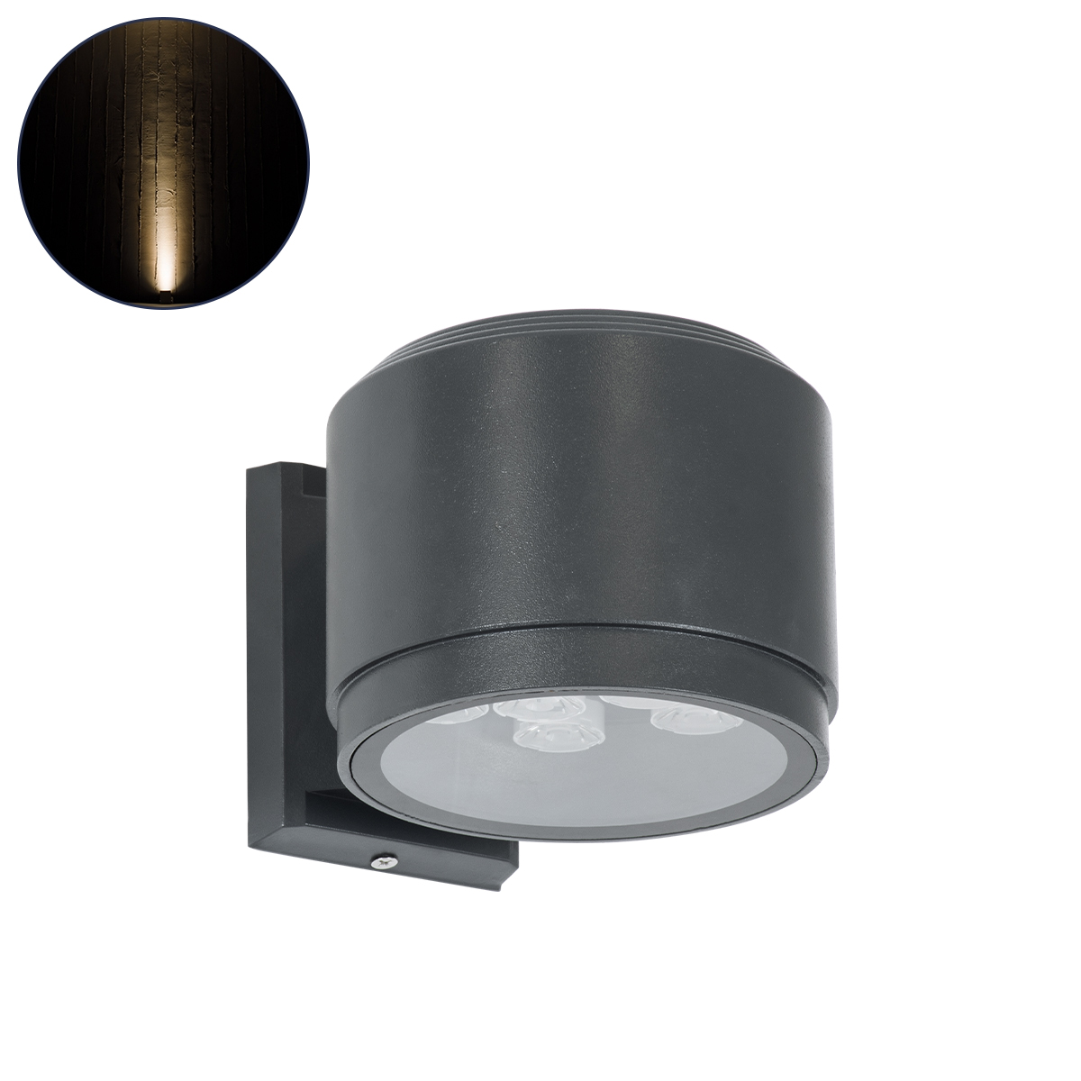 Μοντέρνο Φωτιστικό Τοίχου - Απλίκα LED 24W 2160lm 5° DC 24V Αδιάβροχο IP67 Θερμό Λευκό 2700K - CREE COB Chip & TÜV SÜD Driver - Γκρι Ανθρακί Ματ - Μ13 x Π16.5 x Υ5cm - 3 Χρόνια Εγγύηση