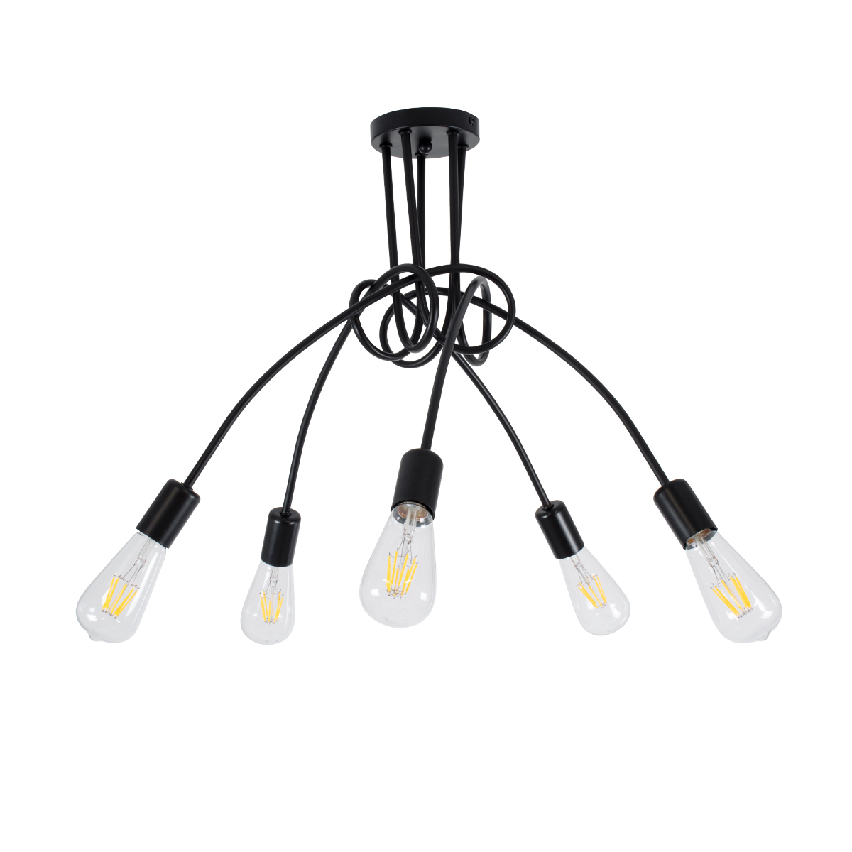 Μοντέρνο Φωτιστικό Οροφής με Ντουί 5 x E27 AC 220-240V IP20 - Μαύρο - Μ76 x Π76 x Υ45cm