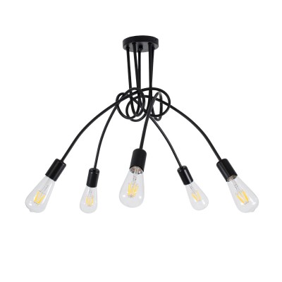 Μοντέρνο Φωτιστικό Οροφής με Ντουί 5 x E27 AC 220-240V IP20 - Μαύρο - Μ76 x Π76 x Υ45cm