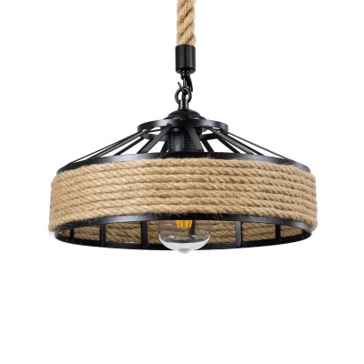 Boho Κρεμαστό Φωτιστικό Οροφής με Ντουί 1 x E27 AC 220-240V IP20 - Μπεζ & Μαύρο - Μ31 x Π31 x Υ14cm