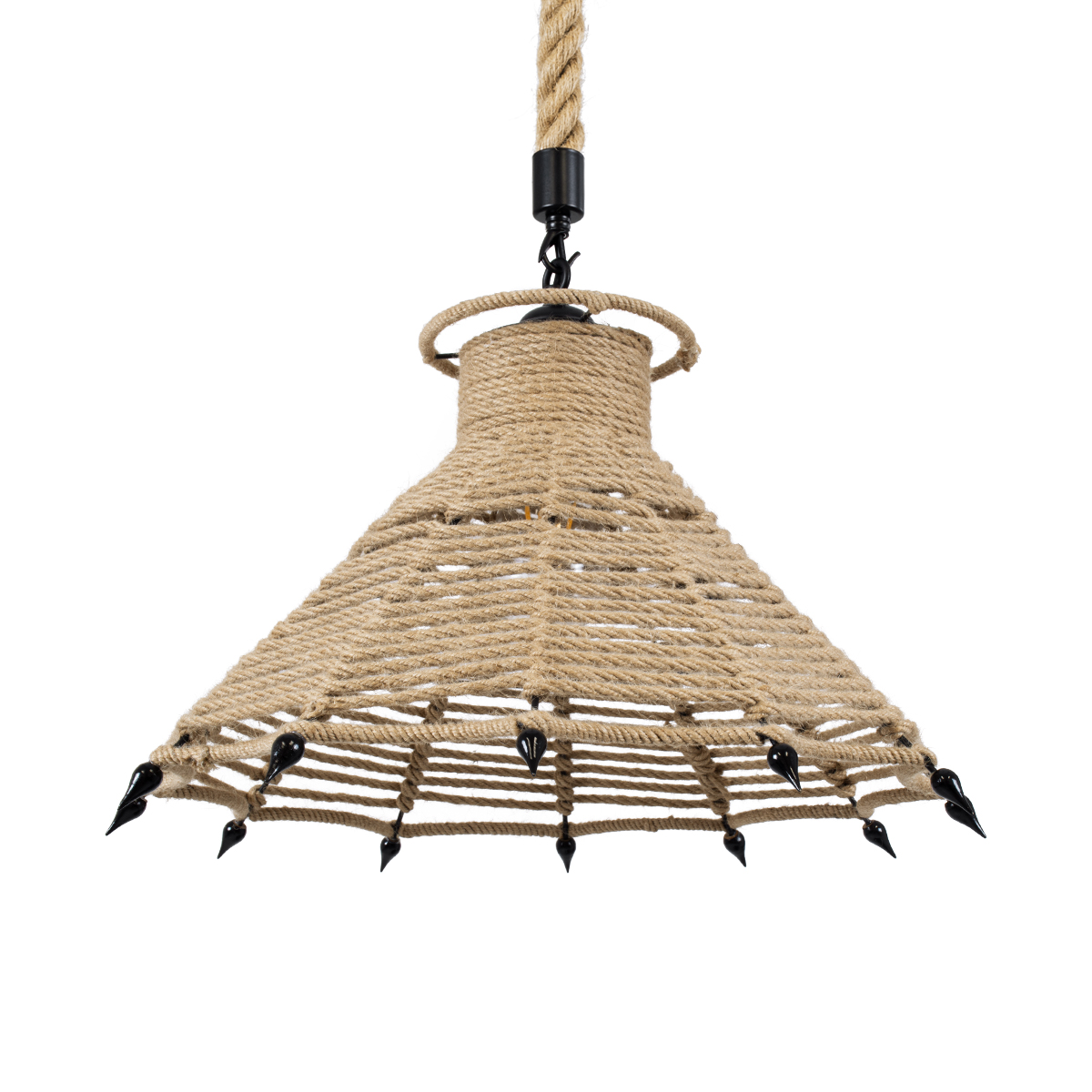 Boho Κρεμαστό Φωτιστικό Οροφής με Ντουί 1 x E27 AC 220-240V IP20 - Μπεζ & Μαύρο - Μ41 x Π41 x Y28cm