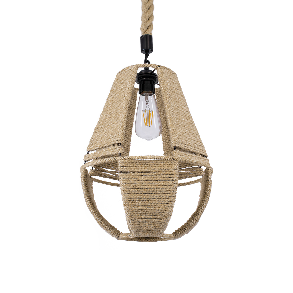 Boho Κρεμαστό Φωτιστικό Οροφής με Ντουί 1 x E27 AC 220-240V IP20 - Μπεζ - Μ30 x Π30 x Y42cm
