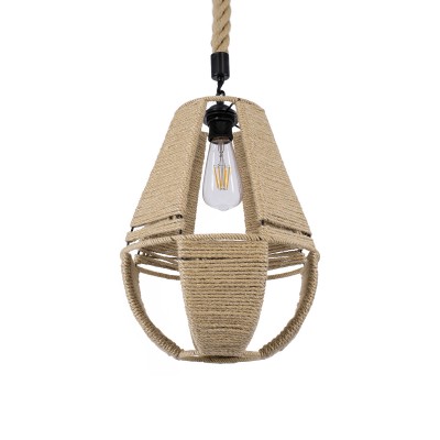 Boho Κρεμαστό Φωτιστικό Οροφής με Ντουί 1 x E27 AC 220-240V IP20 - Μπεζ - Μ30 x Π30 x Y42cm