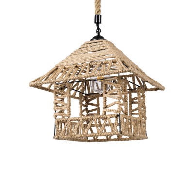 Boho Κρεμαστό Φωτιστικό Οροφής με Ντουί 1 x E27 AC 220-240V IP20 - Μπεζ - Μ43 x Π43 x Y28cm