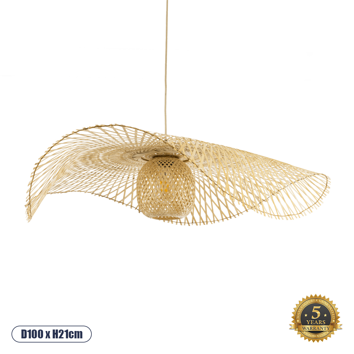 Boho Κρεμαστό Φωτιστικό Οροφής με Ντουί 1 x E27 AC 220-240V IP20 - Μπεζ - Μ100 x Π100 x Υ21cm