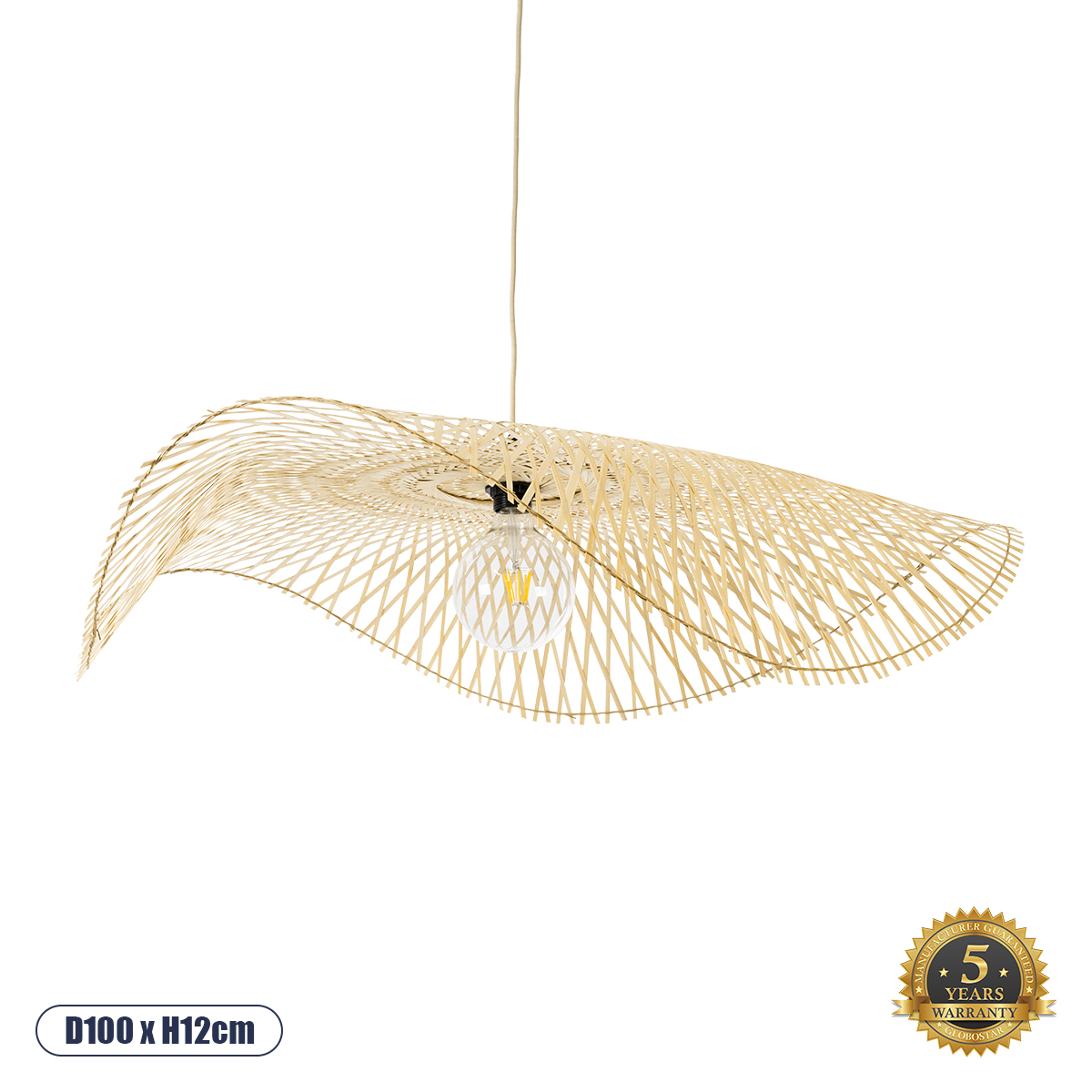 Boho Κρεμαστό Φωτιστικό Οροφής με Ντουί 1 x E27 AC 220-240V IP20 - Μπεζ - Μ100 x Π100 x Υ12cm