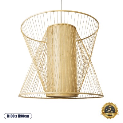 Boho Κρεμαστό Φωτιστικό Οροφής με Ντουί 1 x E27 AC 220-240V IP20 - Μπεζ - Μ100 x Π100 x Υ90cm