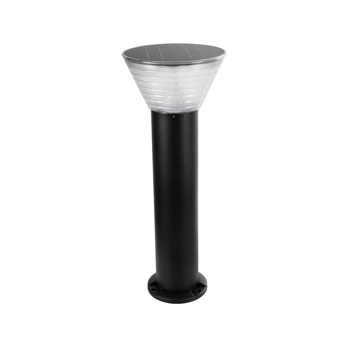Φωτιστικό Κολωνάκι Κήπου LED 10W 500lm 120° με Ενσωματωμένο Φωτοβολταϊκό Panel 6V 2W & Επαναφορτιζόμενη Μπαταρία Li-ion 3.2V 1800mAh με Αισθητήρα Ημέρας-Νύχτας Αδιάβροχο IP65 Ψυχρό Λευκό 6000K - Sanan SMD Chip - Μαύρο- Μ23 x Π2