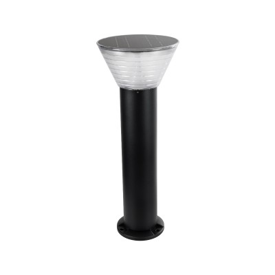 Φωτιστικό Κολωνάκι Κήπου LED 10W 500lm 120° με Ενσωματωμένο Φωτοβολταϊκό Panel 6V 2W & Επαναφορτιζόμενη Μπαταρία Li-ion 3.2V 1800mAh με Αισθητήρα Ημέρας-Νύχτας Αδιάβροχο IP65 Ψυχρό Λευκό 6000K - Sanan SMD Chip - Μαύρο- Μ23 x Π2