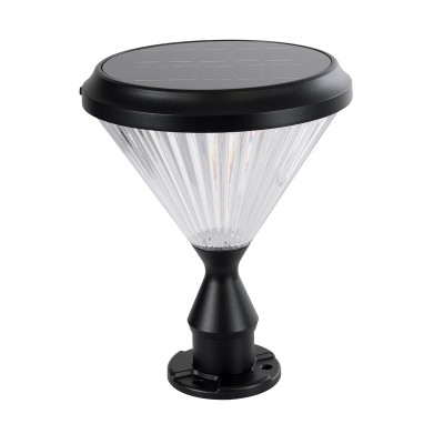 Φωτιστικό Κολωνάκι Κήπου LED 10W 500lm 120° DC 5V με Ενσωματωμένο Φωτοβολταϊκό Panel 6V 2W & Επαναφορτιζόμενη Μπαταρία Li-ion 3.2V 8000mAh με Αισθητήρα Ημέρας-Νύχτας Αδιάβροχο IP65 Ψυχρό Λευκό 6000K - Sanan SMD Chip - Γκρι Ανθρα