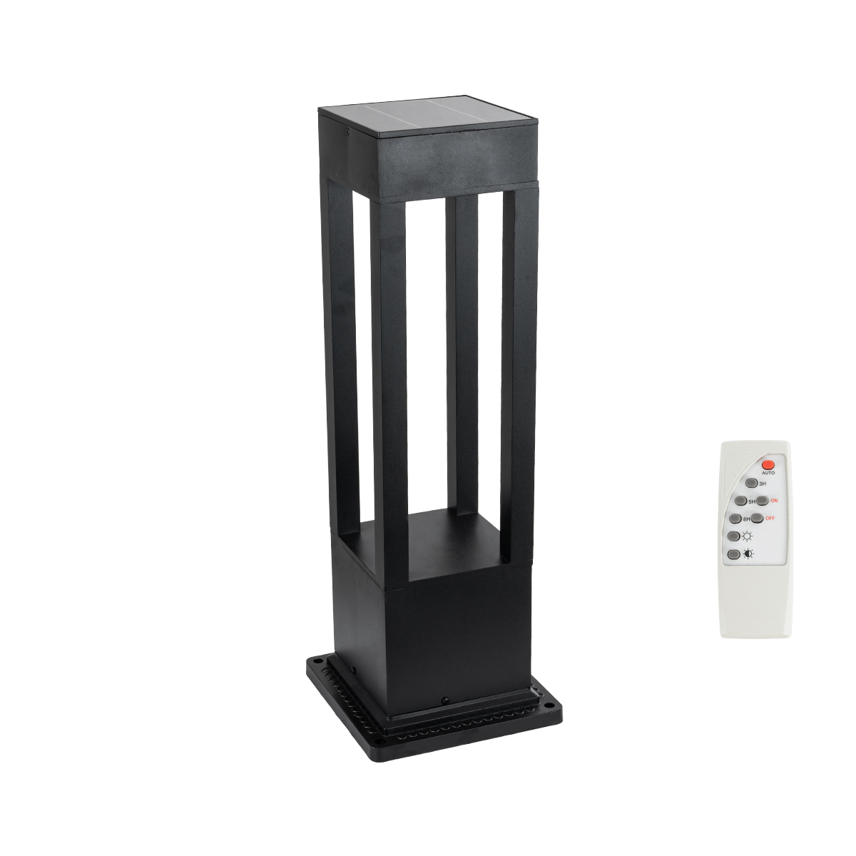 Φωτιστικό Κολωνάκι Κήπου LED 10W 500lm 120° με Ενσωματωμένο Φωτοβολταϊκό Panel 6V 2W & Επαναφορτιζόμενη Μπαταρία Li-ion 3.2V 4000mAh με Αισθητήρα Ημέρας-Νύχτας Αδιάβροχο IP65 Ψυχρό Λευκό 6000K - Γκρι Ανθρακί - Μ20 x Π20 x Υ60