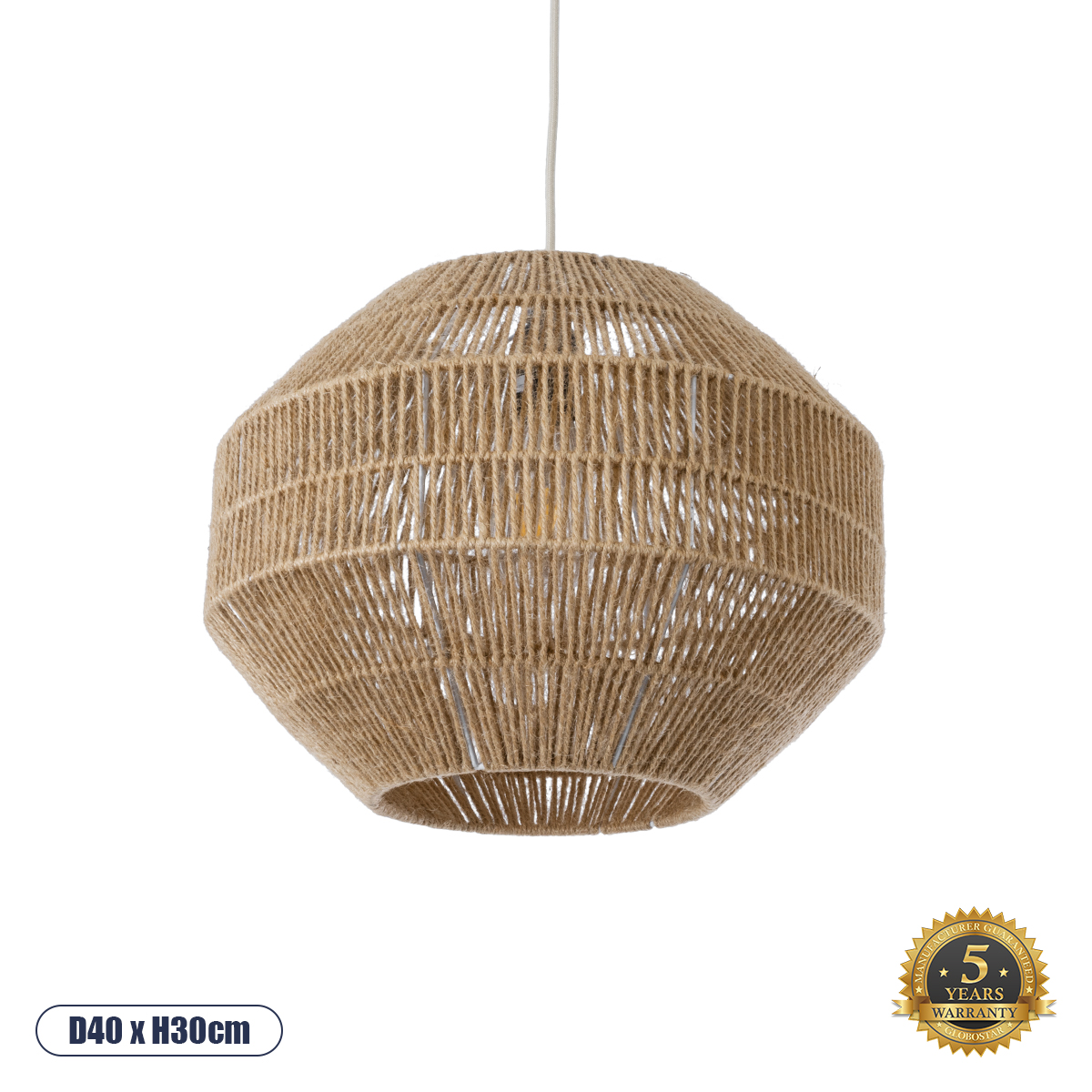 Boho Κρεμαστό Φωτιστικό Οροφής με Ντουί 1 x E27 AC 220-240V IP20 - Μπεζ - Μ40 x Π40 x Υ30cm
