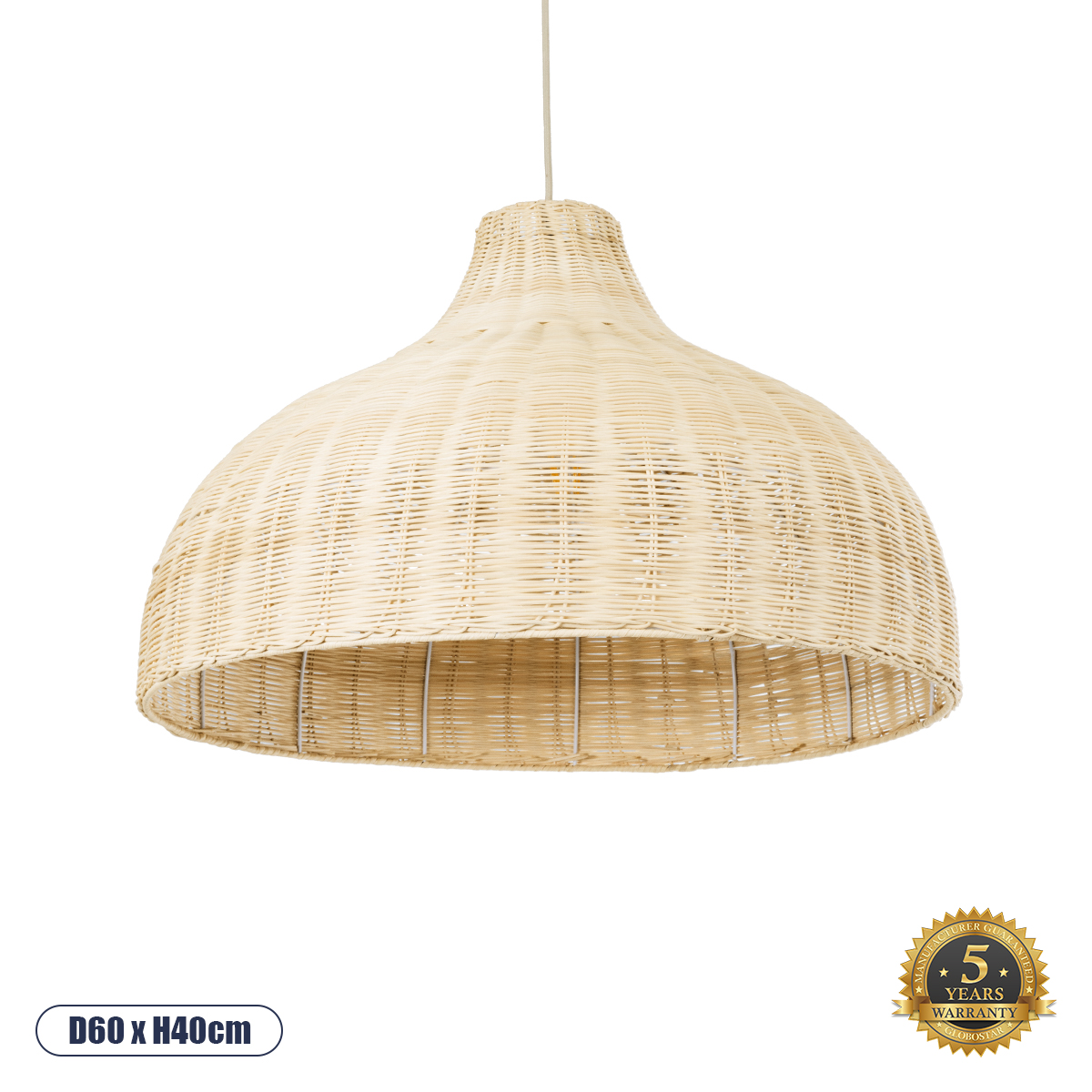 Boho Κρεμαστό Φωτιστικό Οροφής με Ντουί 1 x E27 AC 220-240V IP20 - Μπεζ - Μ60 x Π60 x Υ40cm