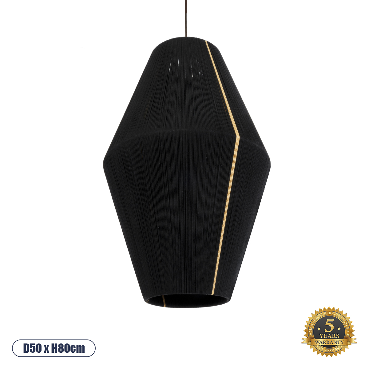 Boho Κρεμαστό Φωτιστικό Οροφής με Ντουί 1 x E27 AC 220-240V IP20 - Μαύρο & Μπεζ - Μ50 x Π50 x Υ80cm