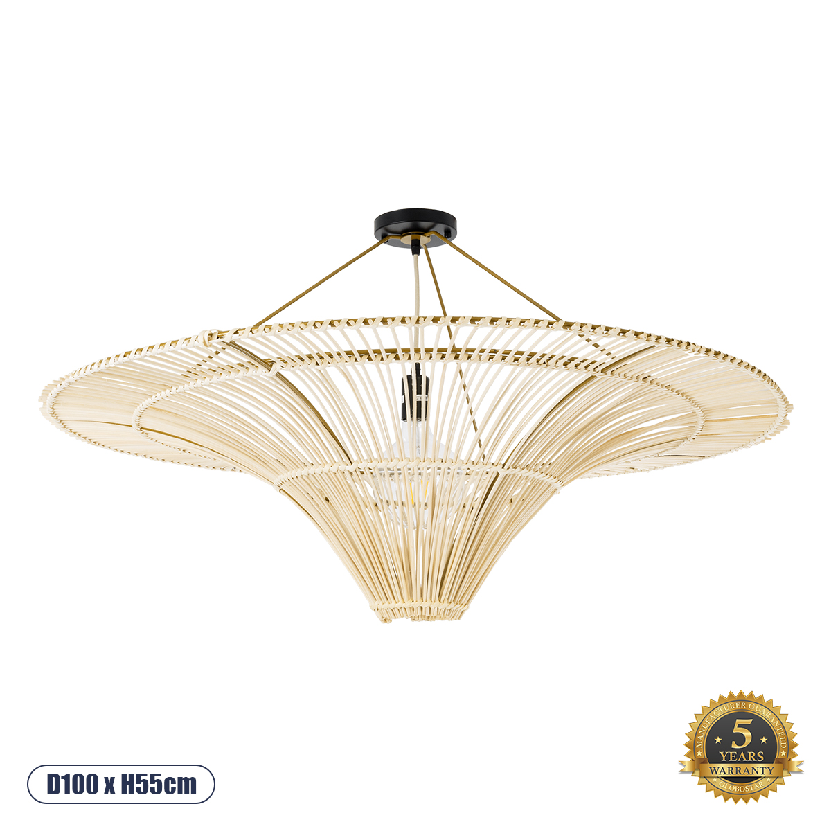 Boho Φωτιστικό Οροφής με Ντουί 1 x E27 AC 220-240V IP20 - Μπεζ - Μ100 x Π100 x Υ55cm