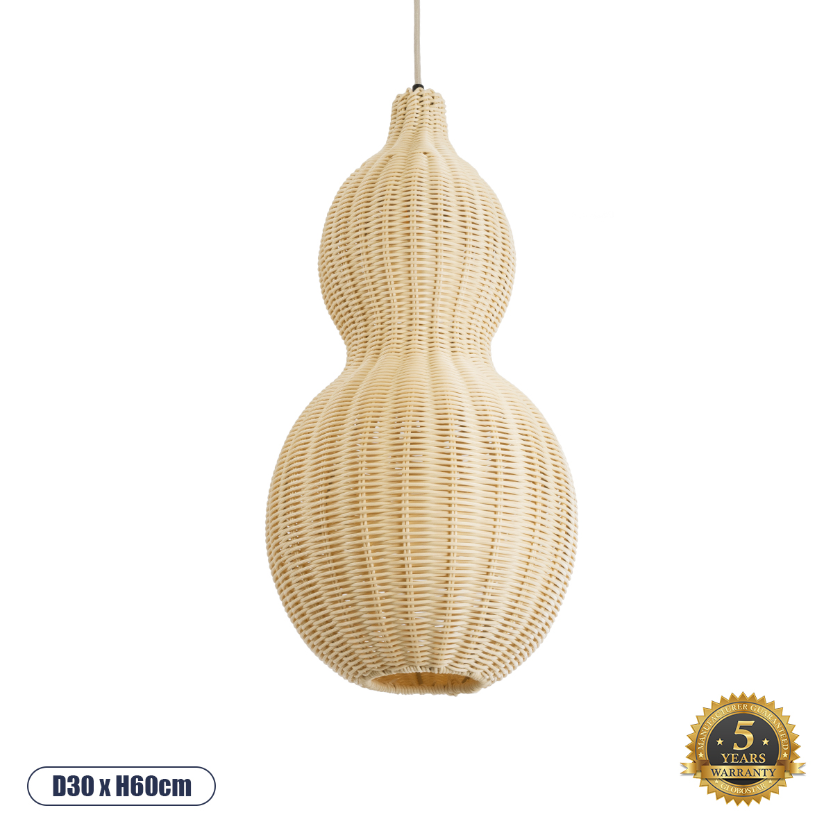 Boho Κρεμαστό Φωτιστικό Οροφής με Ντουί 1 x E27 AC 220-240V IP20 - Μπεζ - Μ30 x Π30 x Υ60cm