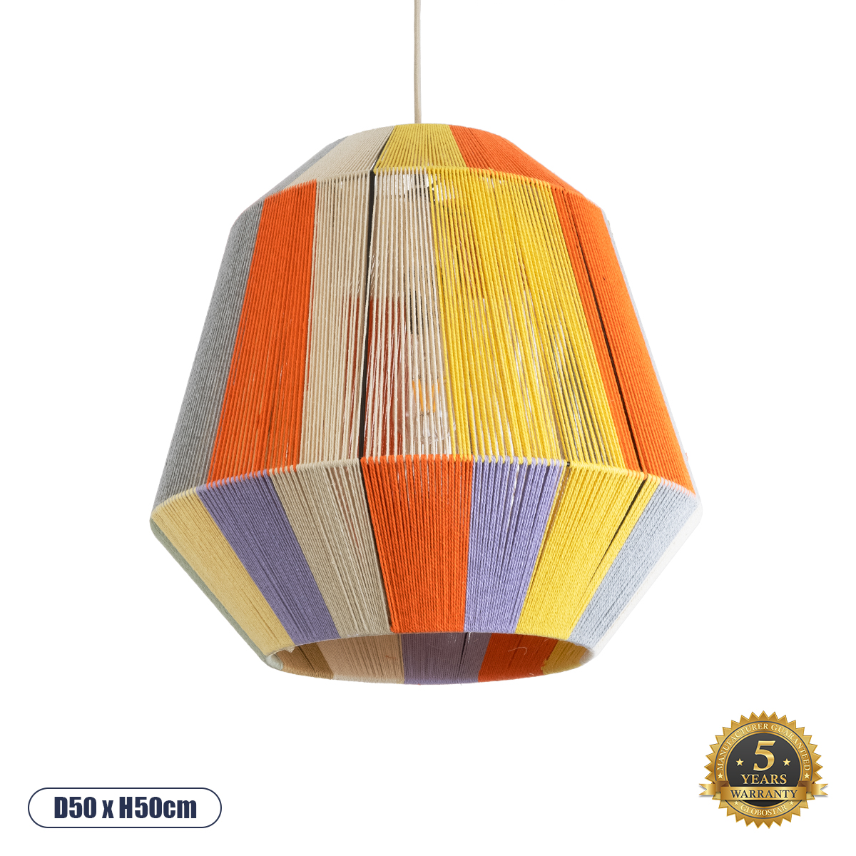 Boho Κρεμαστό Φωτιστικό Οροφής με Ντουί 1 x E27 AC 220-240V IP20 - Πολύχρωμο - Μ50 x Π50 x Υ50cm