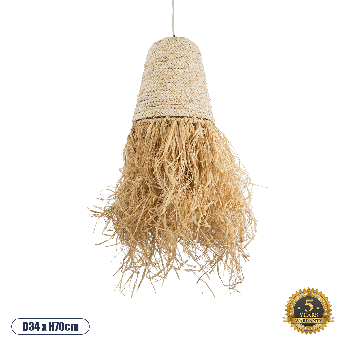 Boho Κρεμαστό Φωτιστικό Οροφής με Ντουί 1 x E27 AC 220-240V IP20 - Μπεζ - Μ34 x Π34 x Υ70cm