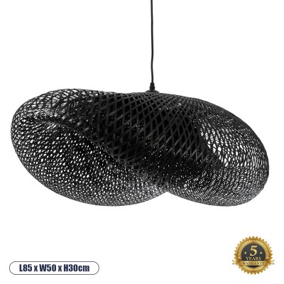 Boho Κρεμαστό Φωτιστικό Οροφής με Ντουί 1 x E27 AC 220-240V IP20 - Μαύρο - Μ85 x Π50 x Υ30cm