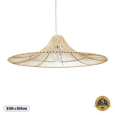 Boho Κρεμαστό Φωτιστικό Οροφής με Ντουί 1 x E27 AC 220-240V IP20 - Μπεζ - Μ100 x Π100 x Υ30cm