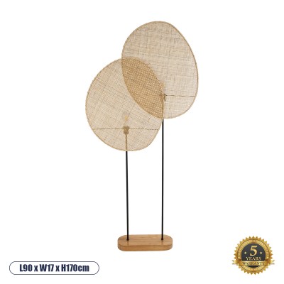 Boho Επιδαπέδιο Φωτιστικό με Ντουί 2 x E27 AC 220-240V IP20 - Μπεζ & Μαύρο - Μ90 x Π17 x Υ170cm