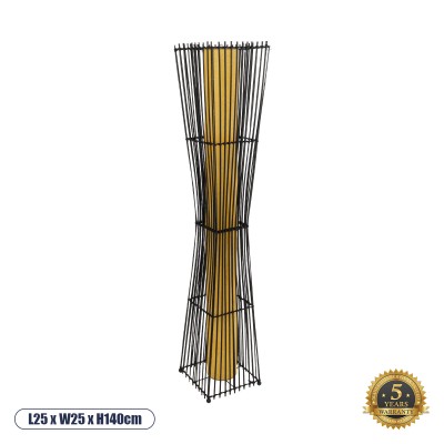 Boho Επιδαπέδιο Φωτιστικό με Ντουί 2 x E27 AC 220-240V IP20 - Μαύρο & Μπεζ - Μ25 x Π25 x Υ140cm