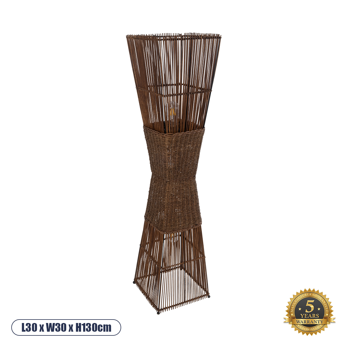 Boho Επιδαπέδιο Φωτιστικό με Ντουί 2 x E27 AC 220-240V IP20 - Καφέ - Μ30 x Π30 x Υ130cm