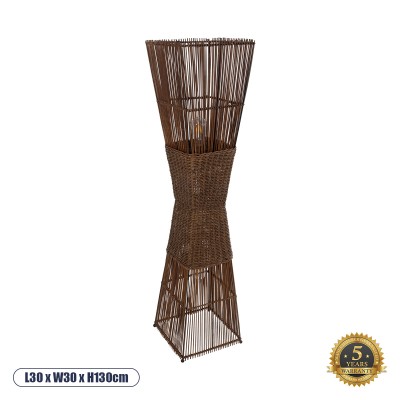 Boho Επιδαπέδιο Φωτιστικό με Ντουί 2 x E27 AC 220-240V IP20 - Καφέ - Μ30 x Π30 x Υ130cm