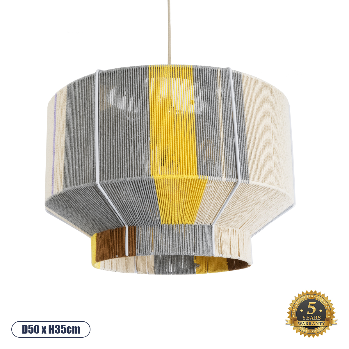 Boho Κρεμαστό Φωτιστικό Οροφής με Ντουί 1 x E27 AC 220-240V IP20 - Πολύχρωμο - Μ50 x Π50 x Υ35cm