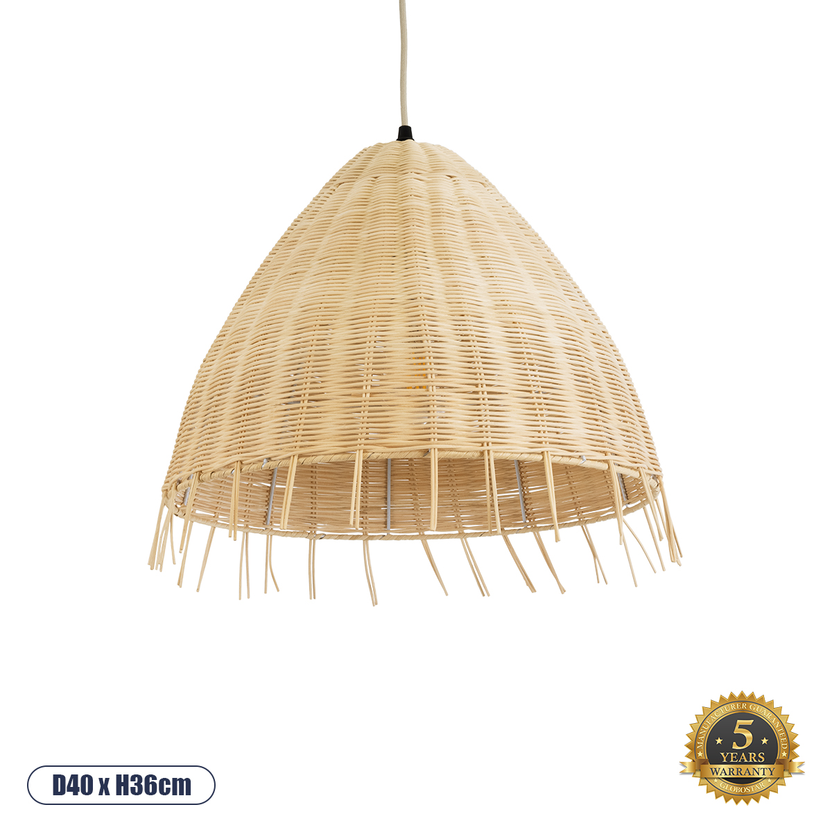Boho Κρεμαστό Φωτιστικό Οροφής με Ντουί 1 x E27 AC 220-240V IP20 - Μπεζ - Μ40 x Π40 x Υ36cm