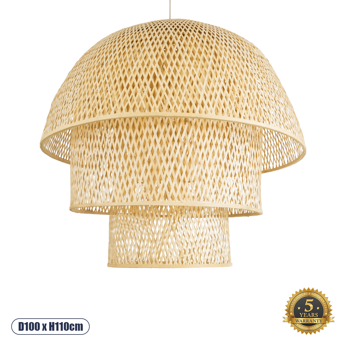 Boho Κρεμαστό Φωτιστικό Οροφής με Ντουί 1 x E27 AC 220-240V IP20 - Μπεζ - Μ100 x Π100 x Υ110cm