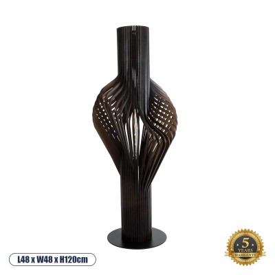 Boho Επιδαπέδιο Φωτιστικό με Ντουί 1 x E27 AC 220-240V IP20 - Καφέ & Μαύρο - Μ48 x Π48 x Υ120cm
