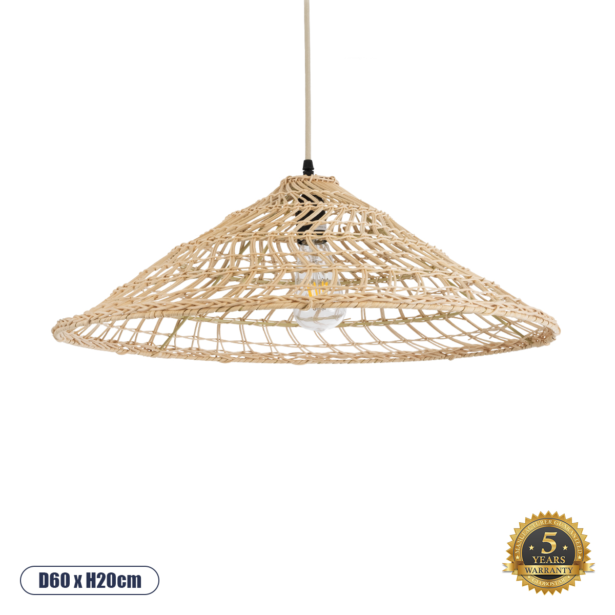 Boho Κρεμαστό Φωτιστικό Οροφής με Ντουί 1 x E27 AC 220-240V IP20 - Μπεζ - Μ60 x Π60 x Υ20cm