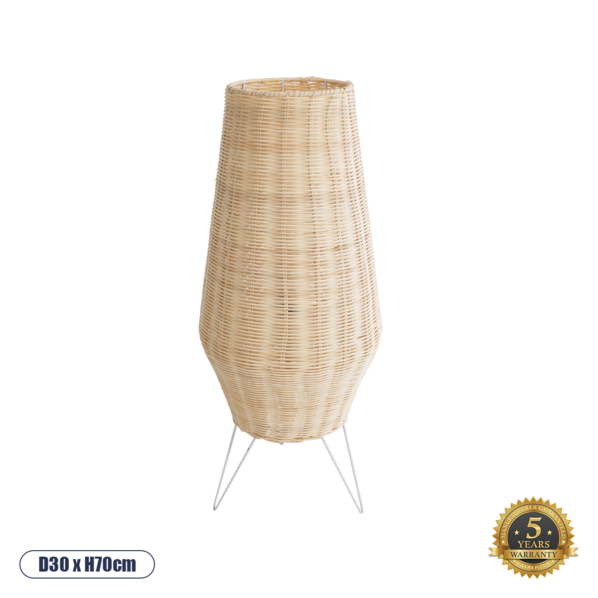 Boho Επιδαπέδιο Φωτιστικό με Ντουί 1 x E27 AC 220-240V IP20 - Μπεζ & Λευκό - Μ30 x Π30 x Υ70cm