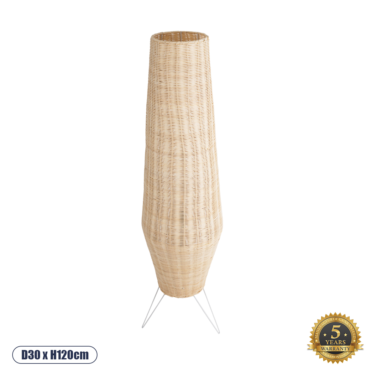 Boho Επιδαπέδιο Φωτιστικό με Ντουί 1 x E27 AC 220-240V IP20 - Μπεζ & Λευκό - Μ30 x Π30 x Υ120cm