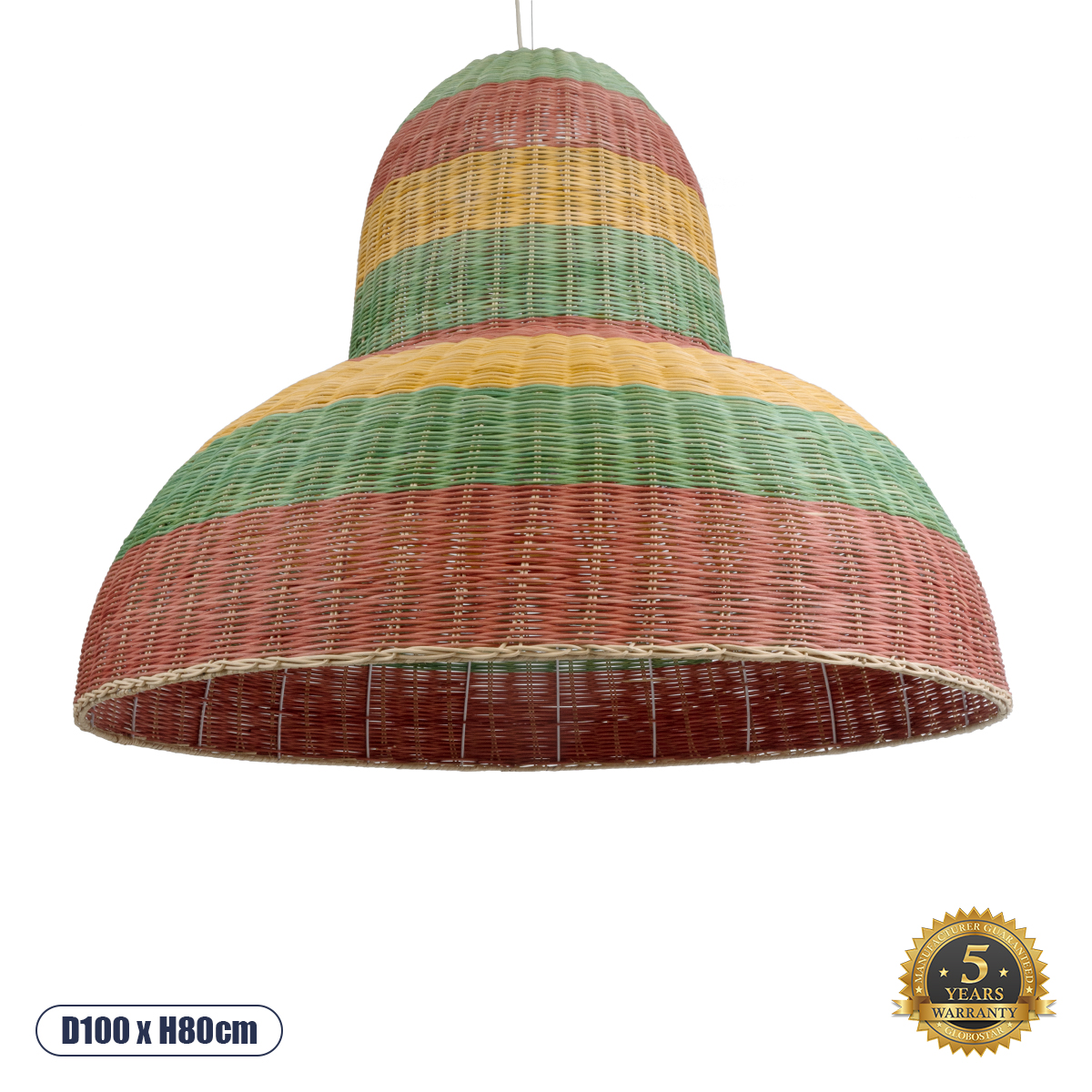 Boho Κρεμαστό Φωτιστικό Οροφής με Ντουί 1 x E27 AC 220-240V IP20 - Πολύχρωμο - Μ100 x Π100 x Υ80cm