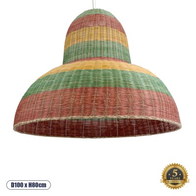 Boho Κρεμαστό Φωτιστικό Οροφής με Ντουί 1 x E27 AC 220-240V IP20 - Πολύχρωμο - Μ100 x Π100 x Υ80cm