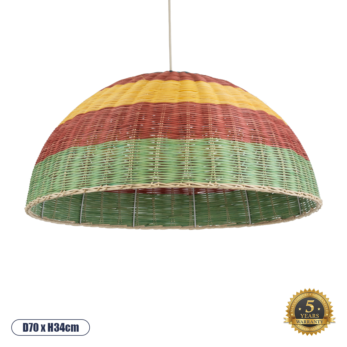 Boho Κρεμαστό Φωτιστικό Οροφής με Ντουί 1 x E27 AC 220-240V IP20 - Πολύχρωμο - Μ70 x Π70 x Υ34cm