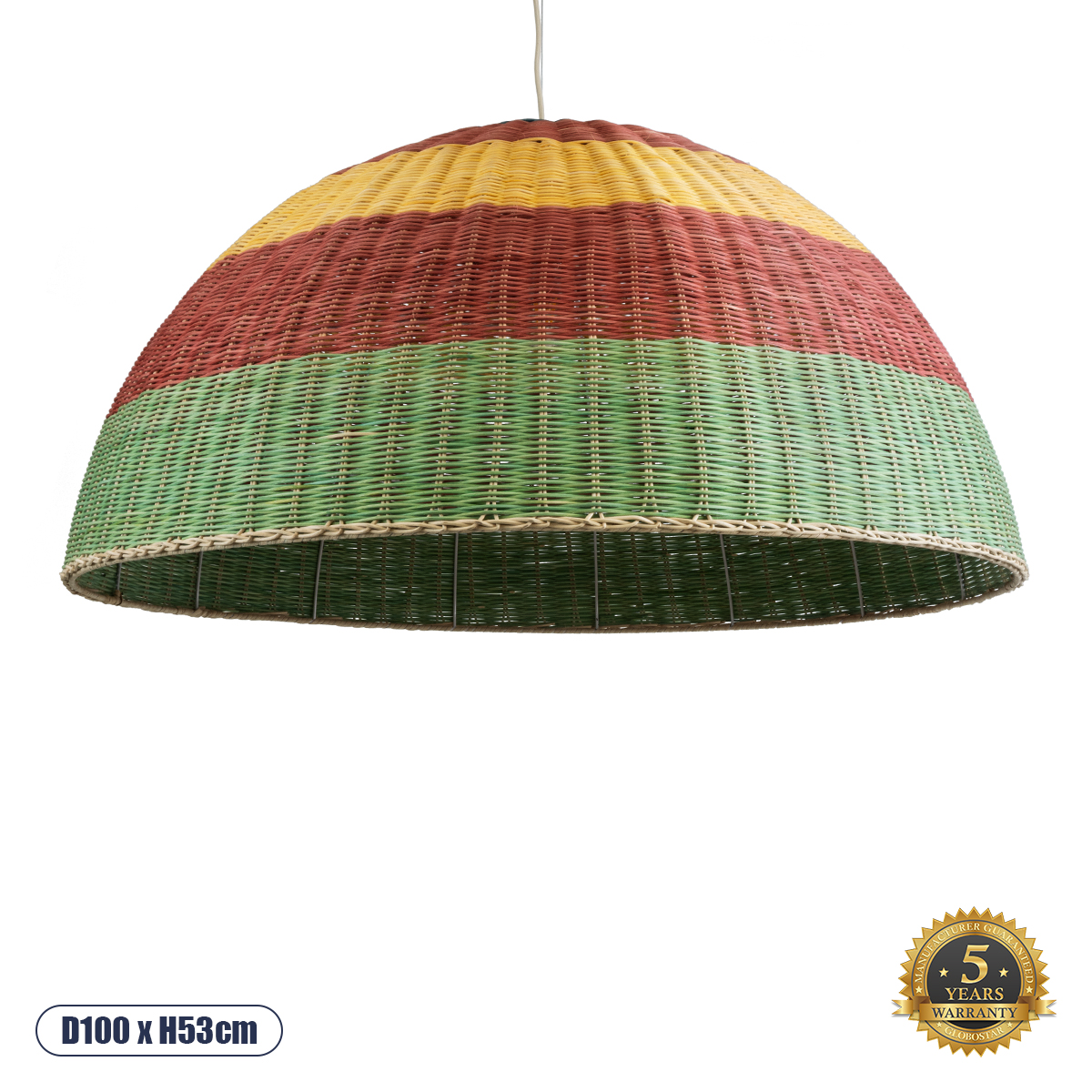 Boho Κρεμαστό Φωτιστικό Οροφής με Ντουί 1 x E27 AC 220-240V IP20 - Πολύχρωμο - Μ100 x Π100 x Υ53cm