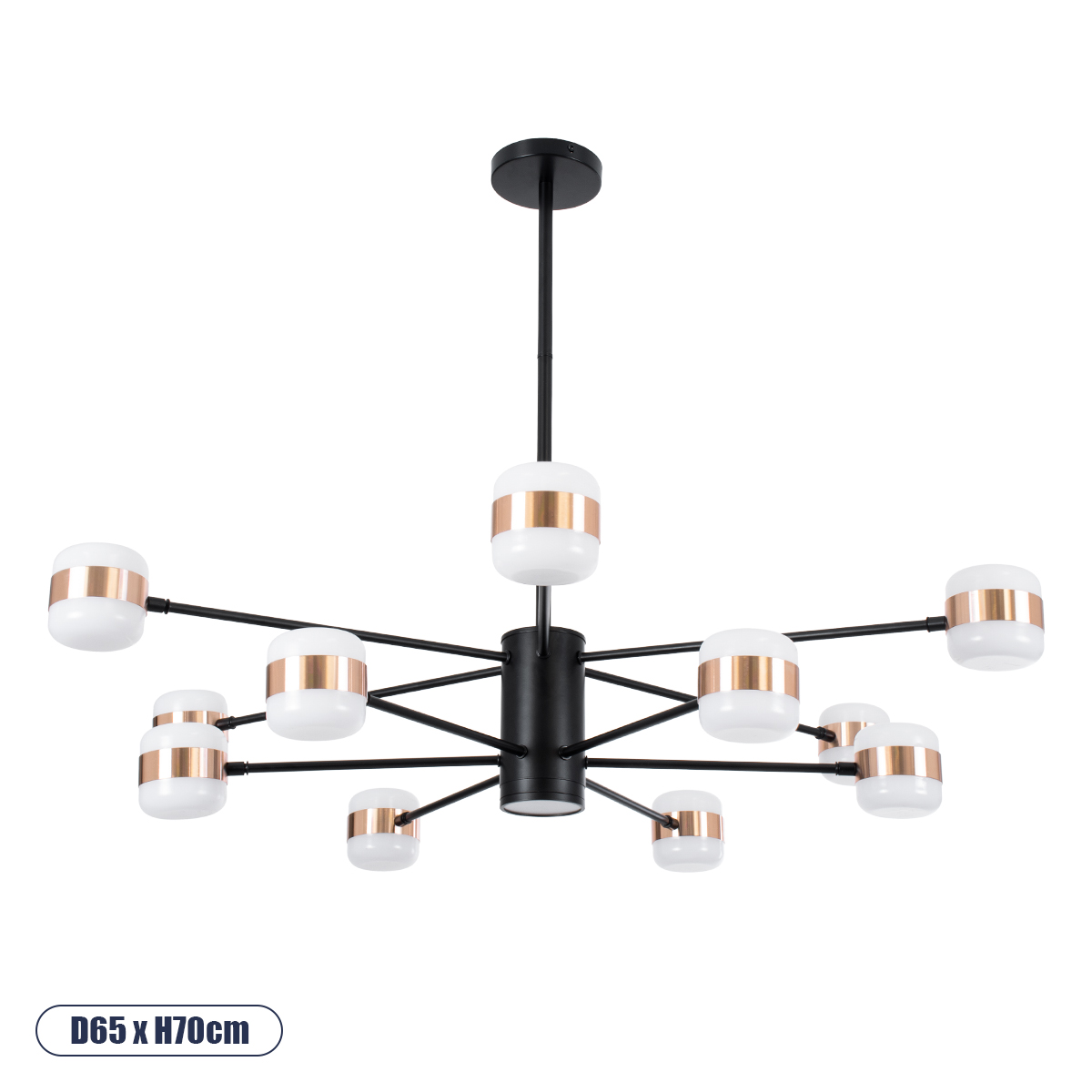 Μοντέρνο Φωτιστικό Οροφής LED 104W 8320lm 360° AC 220-240V IP20 Φυσικό Λευκό 4500K - Lumileds SMD Chip - Μαύρο & Χάλκινο - Μ65 x Π65 x Υ70cm - 2 Χρόνια Εγγύηση