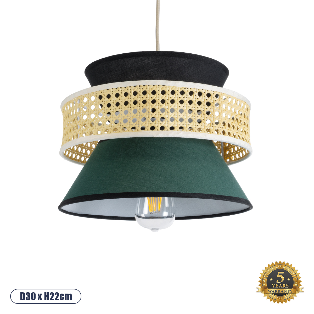 Boho Κρεμαστό Φωτιστικό Οροφής με Ντουί 1 x E27 AC 220-240V IP20 - Πολύχρωμο - Μ30 x Π30 x Υ22cm