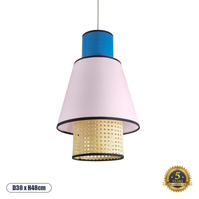 Boho Κρεμαστό Φωτιστικό Οροφής με Ντουί 1 x E27 AC 220-240V IP20 - Πολύχρωμο - Μ30 x Π30 x Υ48cm