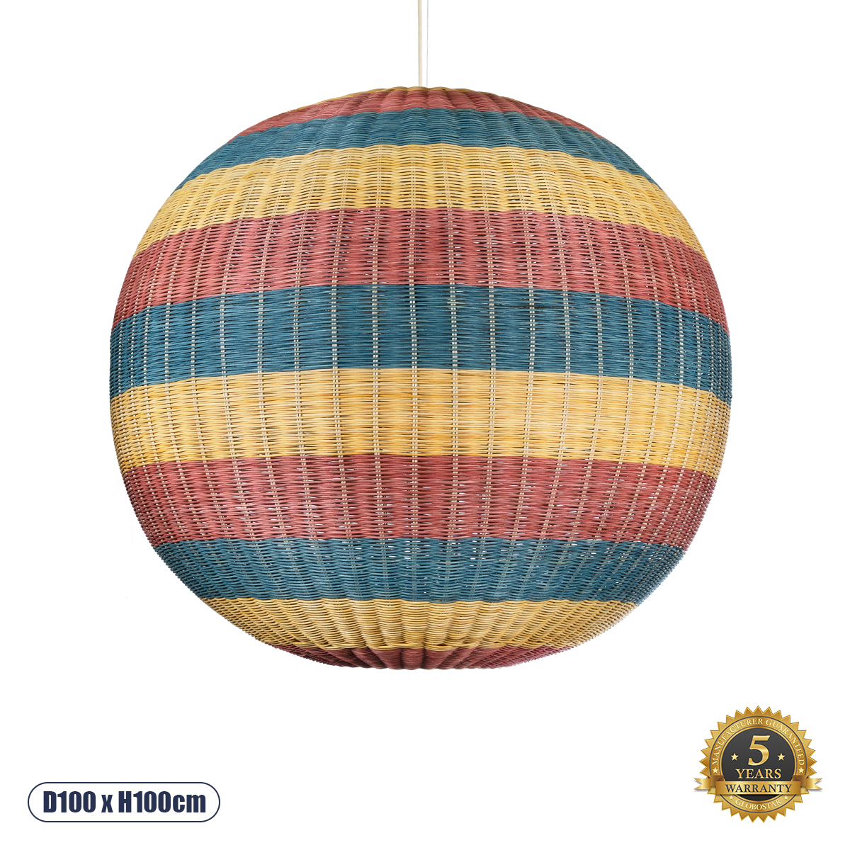 Boho Κρεμαστό Φωτιστικό Οροφής με Ντουί 1 x E27 AC 220-240V IP20 - Πολύχρωμο - Μ100 x Π100 x Υ100cm