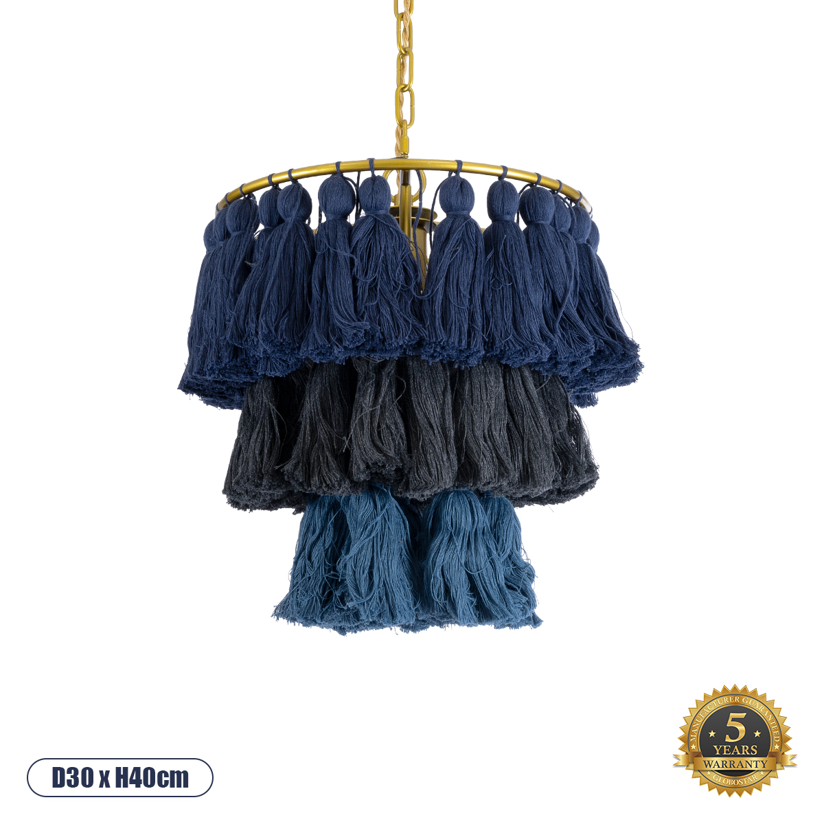 Boho Κρεμαστό Φωτιστικό Οροφής με Ντουί 1 x E27 AC 220-240V IP20 - Πολύχρωμο - Μ30 x Π30 x Υ40cm