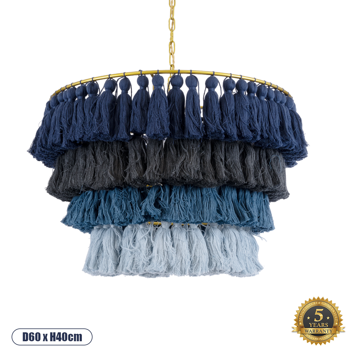 Boho Κρεμαστό Φωτιστικό Οροφής με Ντουί 1 x E27 AC 220-240V IP20 - Πολύχρωμο - Μ60 x Π60 x Υ40cm