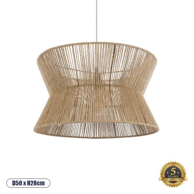 Boho Κρεμαστό Φωτιστικό Οροφής με Ντουί 1 x E27 AC 220-240V IP20 - Μπεζ - Μ50 x Π50 x Υ28cm
